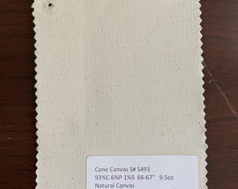 3 Yards Cone Canvas PFD Natural Canvas Fabric 93%C 6P 1S 9.5oz 66-67”