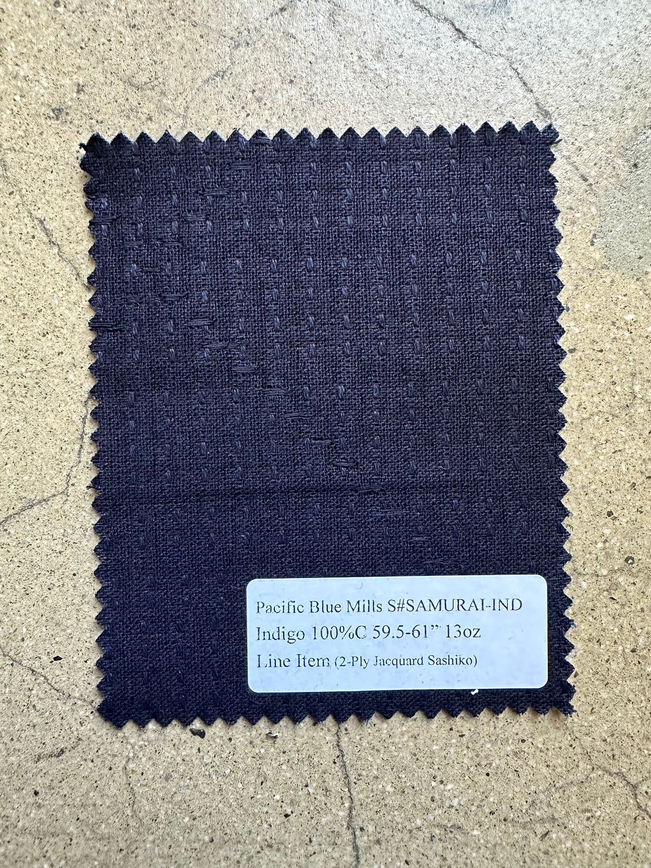 PBM 2 Ply Indigo Jacquard SHASHIKO Fabric 100% Cotton 59-61 13 Oz