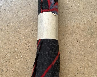 Fabric Lot Vintage Japanese Black Red Kimono Silk Fabric Selvedge