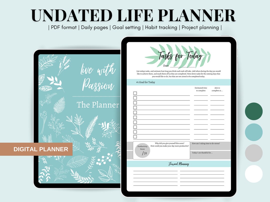 Undated Digital Life Planner | Daily Digital Life Planner | Portrait ...