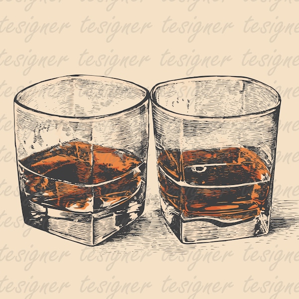 Whiskey glasses Sublimation Design, Sublimation Design PNG, Whisky Digital Design