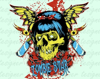 Zombie Sublimation Design, Sublimation Design PNG, Zombie Women Digital Design