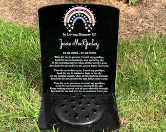 Children’s, child’s Temporary headstone, personalised gravestone, rainbow, rainbow headstone, rainbow gravestone with base.