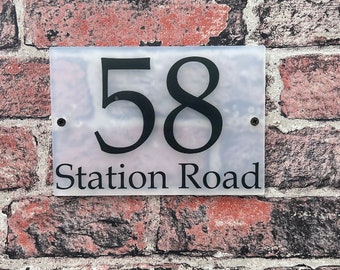 Personalised acrylic house sign, stylish house sign, house sign, contemporary house sign, modern door number plaque.