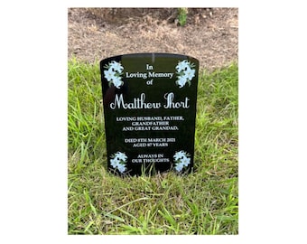Temporary headstone, personalised gravestone, floral headstone, lily headstone