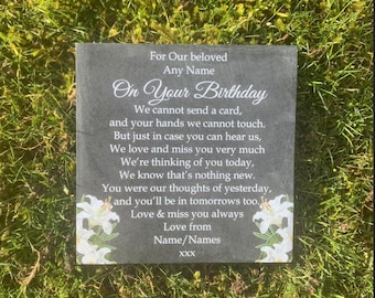Grave, memorial, slate, memorial plaque, in loving memory, grave marker, birthday memorial, birthday gift, memorial gift.