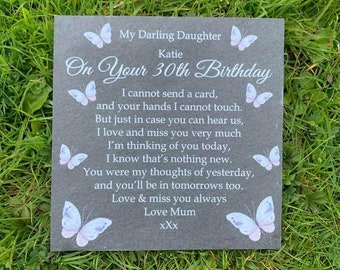 Grave, memorial, slate, memorial plaque, in loving memory, grave marker, birthday memorial, birthday gift, memorial gift.