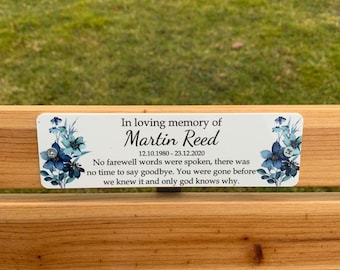 Personalised memorial plaque, grave marker, memorial pet, loved one, in loving memory, personalised, memorial bench plaque, memorial bench