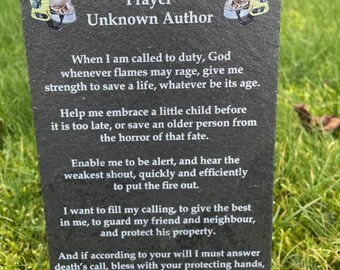 Firefighter Prayer Slate Gift Fireman Prayer Gift Fire Service Gift Emergency Services Gift Fire & Rescue Service Personal Retirement Gift
