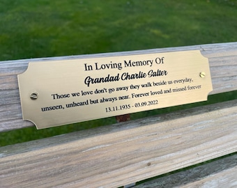 Personalised Bench Plaques, All Weather Memorial Plaque, Anniversary, Remembrance Plaques, Commemoration, Pet, Garden Bench Plaque, Name Tag