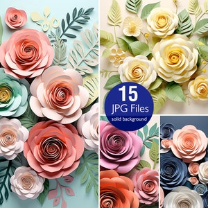 Clip-art floral 3D, flores de papel JPG, design de sublimação, convite de casamento floral, flor de laranjeira, diário de lixo eletrônico