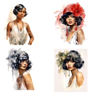 1920s Flapper Girl Clipart: African American Glamour (13 JPG Files) - Etsy