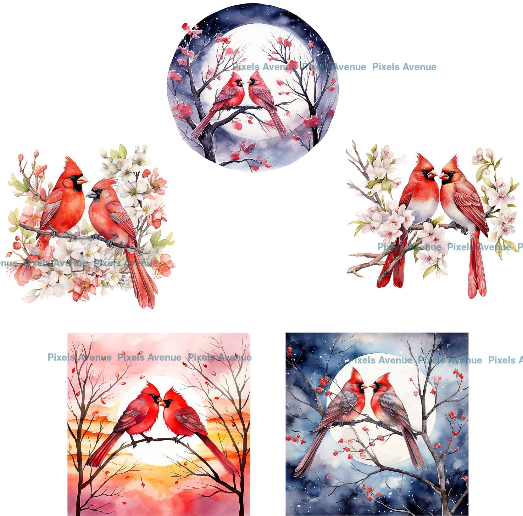 Red Cardinal Clip Art Clip Art JPG Watercolor Clipartred - Etsy