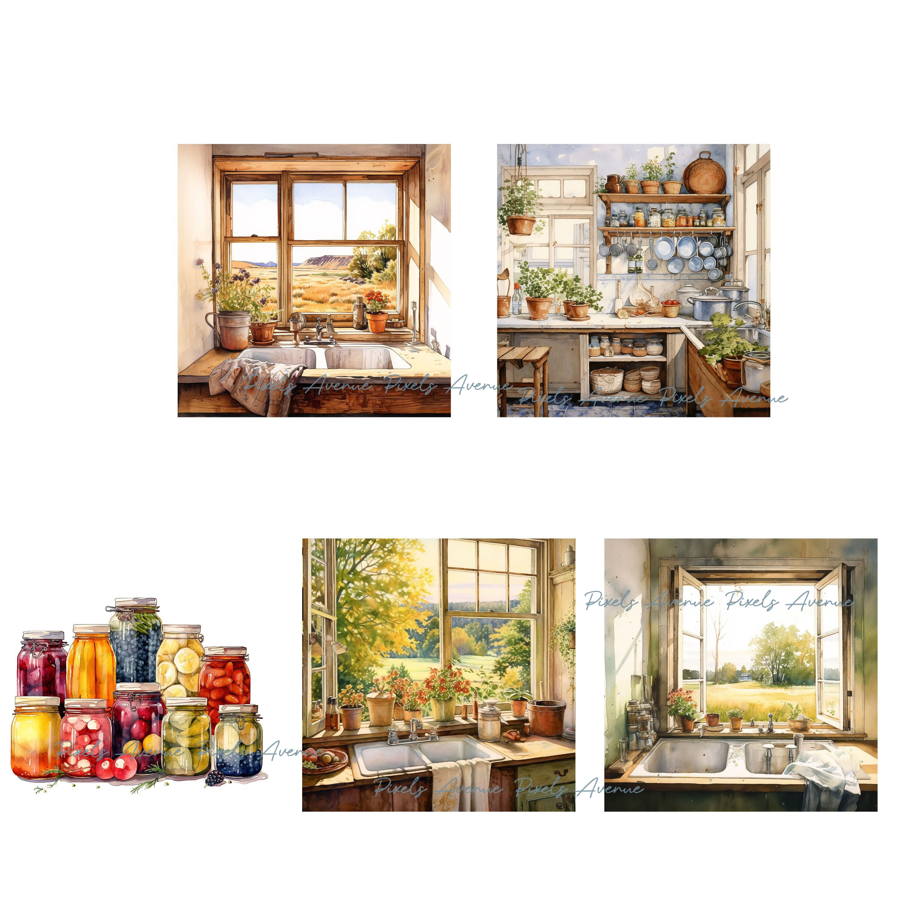 Country Kitchen Scenes Clip Art, JPG Planner, Paris Digital Art ...