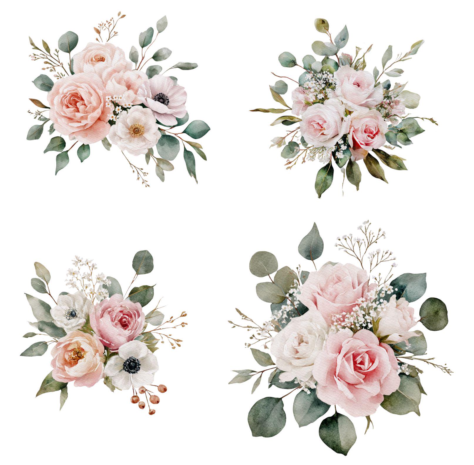 Blush Rose Watercolor Square Frame PNG, Floral Border Clipart, Peony ...