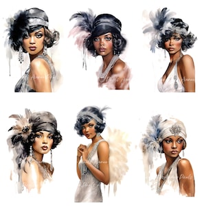 1920s Flapper Girl Clipart: African American Glamour (13 JPG Files) - Etsy