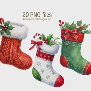 Christmas Stocking Clipart: Holiday PNG Graphics (Commercial Use)