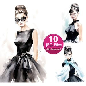 ClipArt di vestitino nero, ragazze di moda JPG, donne Moda elegante, clipart, diario spazzatura