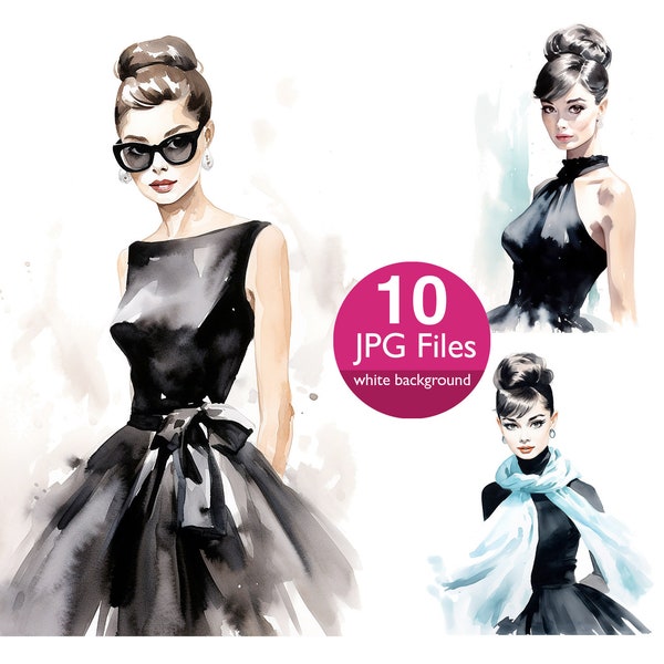 Little black dress clip art, JPG fashion girls, women Elegant fashion, clipart, junk journal