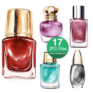 Chic Nail Polish Clip Art Set - Digital Manicure Graphics - Instant Download, JPG watercolor
