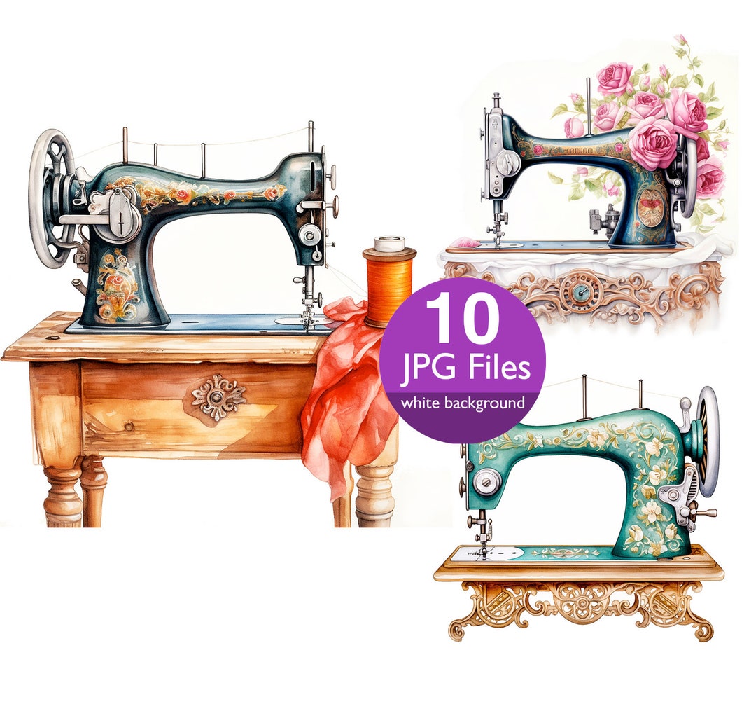 Vintage Sewing Machines Clip Art JPG Antique Sewing Machines Etsy