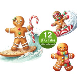 Image clipart bonhomme en pain d'épice, aquarelle de Noël JPG, clipart vacances, journal indésirable, fabrication de cartes