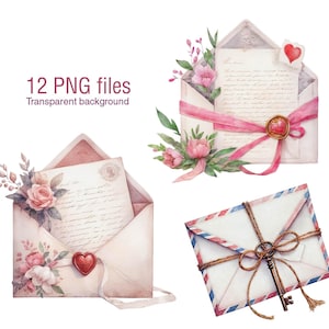 Imágenes prediseñadas de cartas de amor, imágenes prediseñadas de San Valentín, corazón y carta, sobre de carta de amor de San Valentín, carta con flores y llave vintage