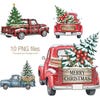 Watercolor Holiday Truck Clipart 10 PNG - Festive Pickup Truck Digital ...