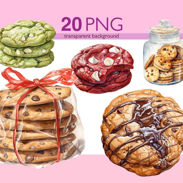 Imágenes prediseñadas de galletas, imágenes prediseñadas de acuarela PNG, galletas con chispas de chocolate, diario basura, uso comercial