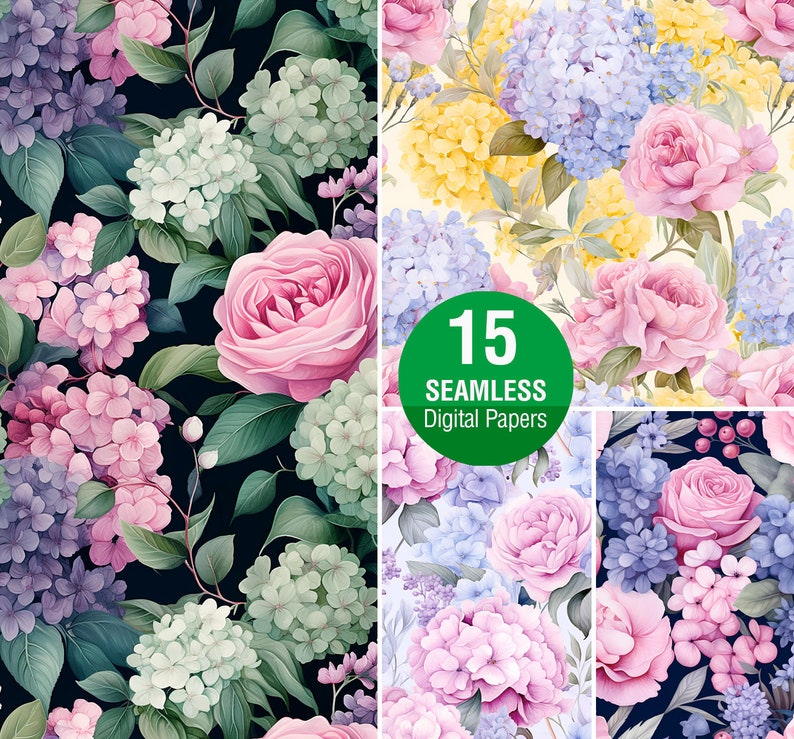 Floral Seamless Pattern Digital Paper, Tile Patterns for Sublimation ...