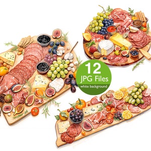 ClipArt per salumi, clipart JPG, tagliere per pascolo, antipasto gourmet per adesivi pianificatore, diario spazzatura, Scrapbooking