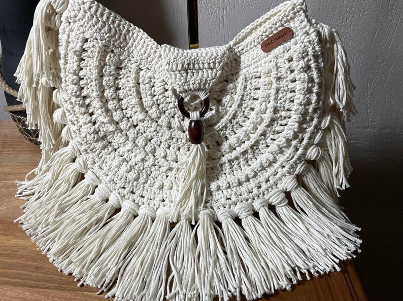 Sac fait main crochet à franges pour l'été boho chic image 7