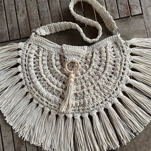 Sac fait main crochet à franges pour l'été boho chic image 4