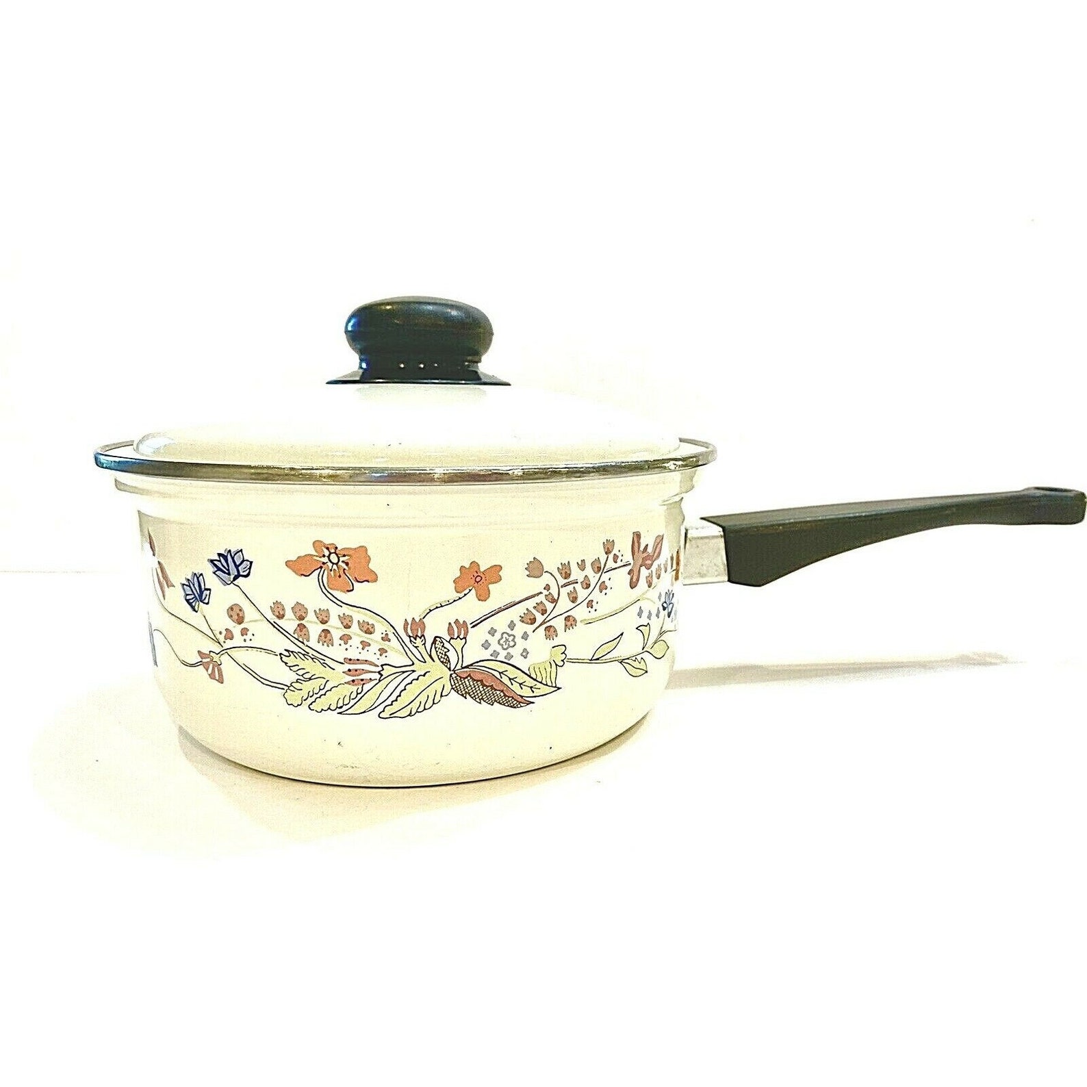 Vintage GORICA Enamel Floral Sauce Pot Made in Yugoslavia With Etsy
