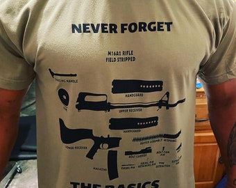 Tactical Army Navy Marine Airforce Shirt, Never Forget The Basics,Military,ARMY SHIRT,M4,AR 15,Tactical gear,Black Rifle