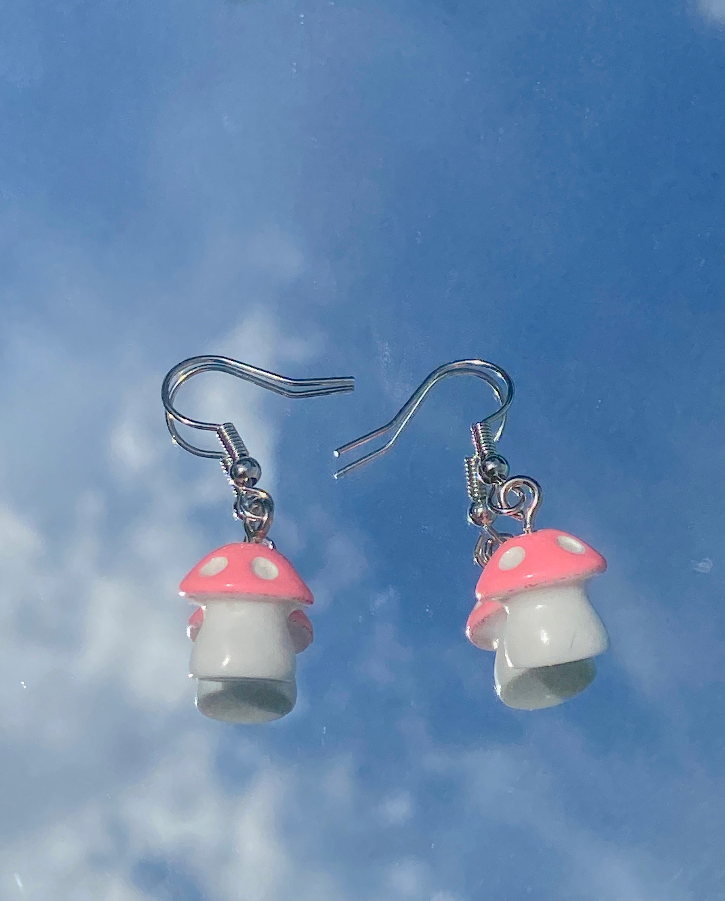 Pink Mushroom earrings Etsy