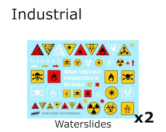 Industrial Symbols Waterslide Decals 2 pack for Wargaming Terrain and Scale Models