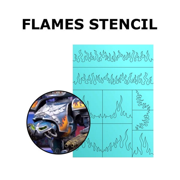 Large Flames Stencil for Painting Miniature Wargaming