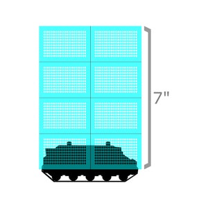 May include: A black and green military vehicle with a camouflage pattern. The vehicle is 17.8 cm tall and has a rectangular shape.