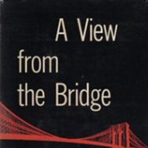 Op de afbeelding: Een zwarte boekomslag met de titel "A View from the Bridge" in witte tekst. De auteur wordt vermeld als "Arthur Miller" en het boek wordt beschreven als "Twee eenakterstukken van Arthur Miller, auteur van De dood van een handelsreiziger."