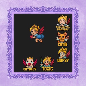 Overwatch Royal Princess Mercy Pixel Emotes – 6 Pack (Includes Animated Booty Emote)