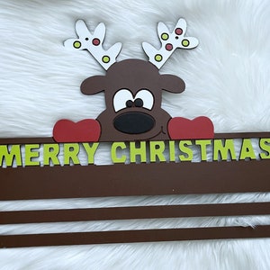 Merry Christmas Reindeer door hanger with rails, wreath rails, wreath form 19&quot;x13.5&quot;