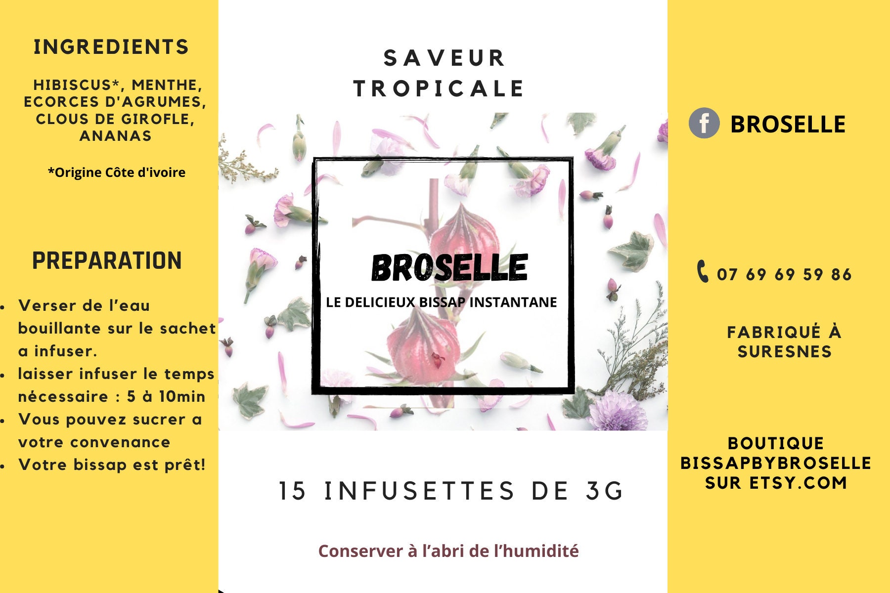 Saveur Tropical - Bissap à Infuser Hibiscus Ananas Menthe Clous de Girofle