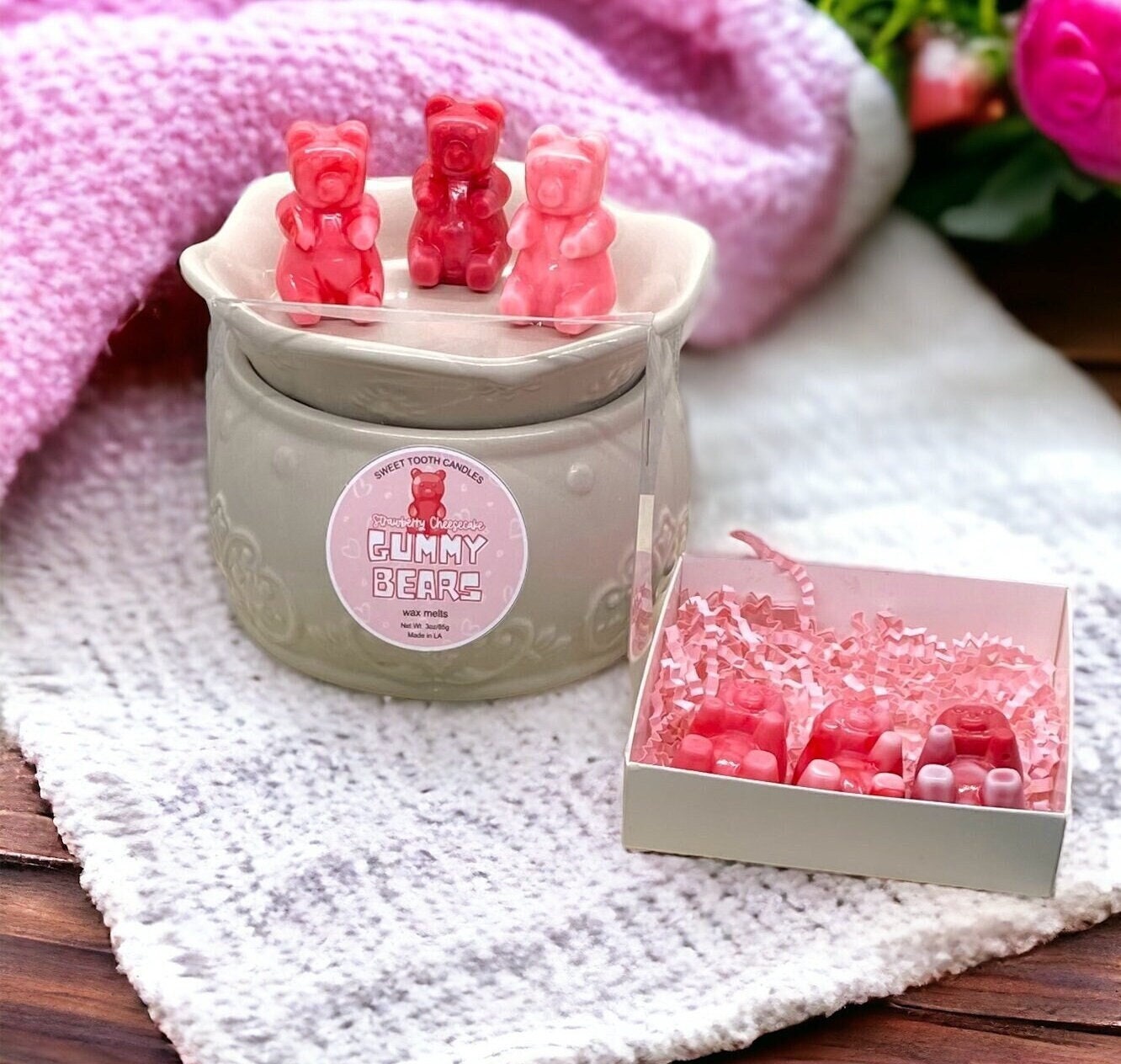 Mysterious Gummy Bear Scented Candle Secret Hidden Inside (Pink)