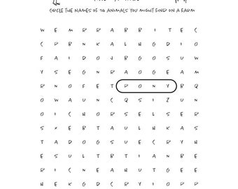 Farm Animal Find-a Word Puzzle (Digital Download)