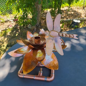 Copper Water Lily Bird Bath Fountain: Dragonfly, Hummingbird, or Butterfly image 7