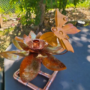 Copper Water Lily Bird Bath Fountain: Dragonfly, Hummingbird, or Butterfly image 8