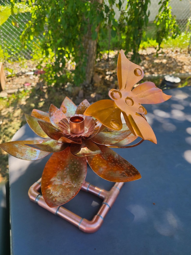 Copper Water Lily Bird Bath Fountain: Dragonfly, Hummingbird, or Butterfly image 8