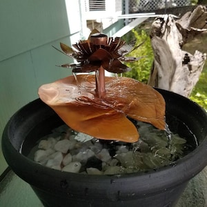 Lotus lily pad copper fountain