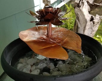 Lotus lily pad copper fountain